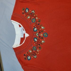 Orange-Teal Floral Sweatshirt